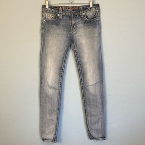 Rock Revival Womens Size 29 Stacia Mid Rise Skinny Jeans Distressed Denim